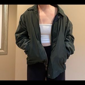 Suede green bomber jacket